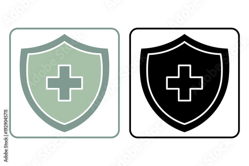 Protection Shield Solid Medical Security Protection shield bold cross icon for vaccine immunity and health safety
