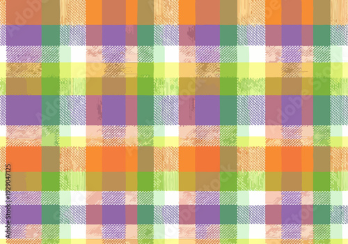 Layered checkered design in warm and cool pastels