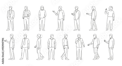 Collection of diverse figures in a minimalist artistic style.