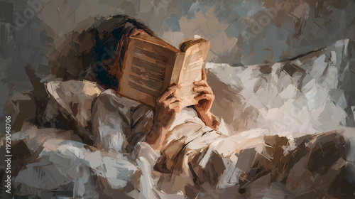 Wallpaper Mural Cozy Reading in Blue Pajamas Torontodigital.ca