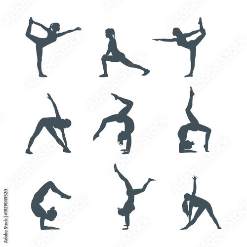 Yoga Poses Silhouettes Collection
