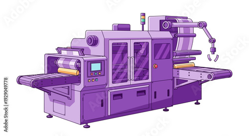 Industrial robotic machine in factory.