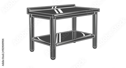 Modern Metal Table with Glass Top.