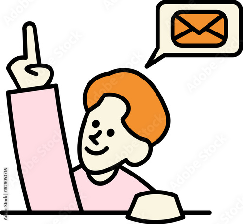 Smiling woman interacting with computer and email