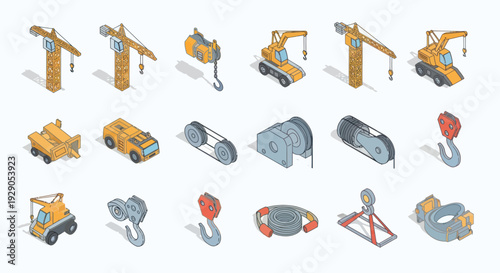 Construction Equipment and Machinery Parts Illustration.