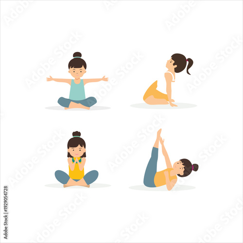 Little Girl  Yoga poses vector art girl
