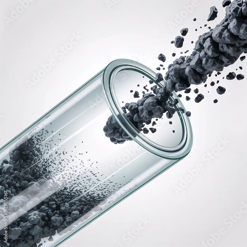transparent tube structure expelling dark impurity particles, deep cleansing concept, cosmetic science illustration, high detail, white background