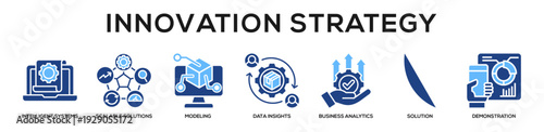 Glyphcolor - Innovation Strategy web banner icon vector illustration concept