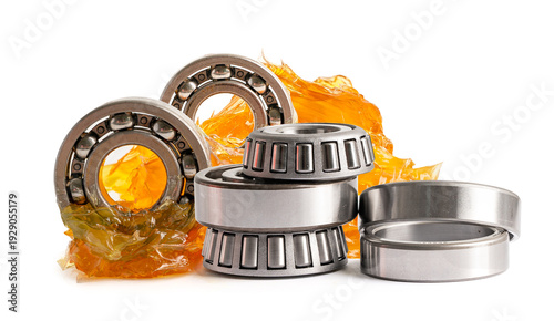 Bild auf Leinwand Ball bearing stainless with grease lithium machinery lubrication for automotive and industrial  isolated on white background