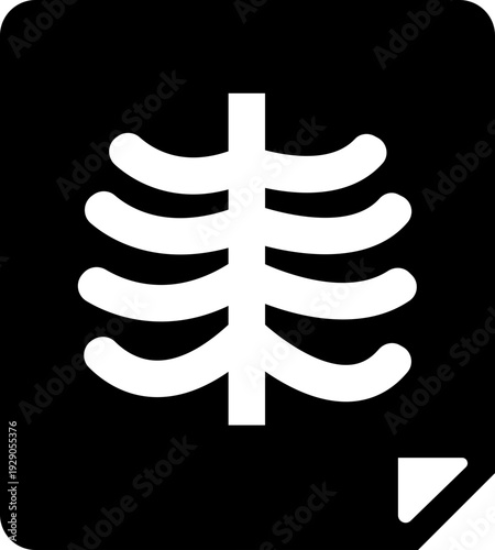 X ray chest rib cage icon in black flat line style featuring radiology, skeleton, anatomy, medical scan, diagnostic imaging and healthcare synonym elements for hospital and clinic design