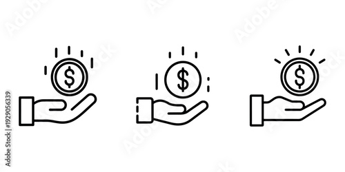 Hand holding coin with dollar symbol and motion lines symbolizing investment growth financial gain and money exchange concepts