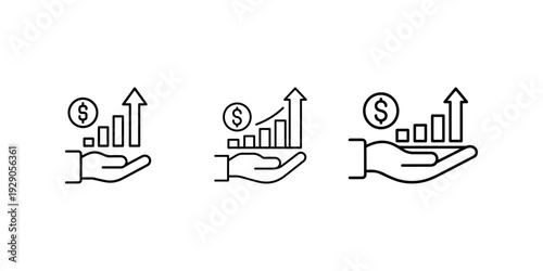 Hand holding bar graph with dollar symbol indicating financial growth investment strategy and business profit increase success