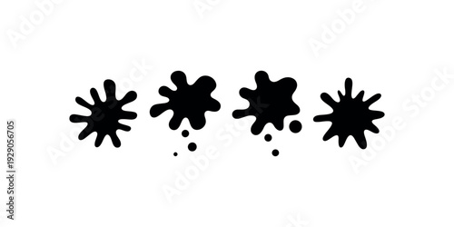 Black ink blot or paint splash vector set for abstract design elements stains and splatters fluid art textures