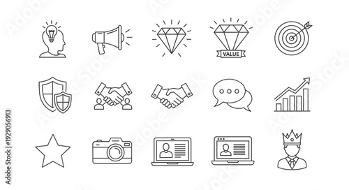 Collection of Business and Finance Icons Hand Drawn Style.
