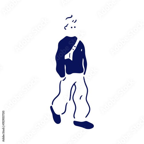 カジュアルファッションを着た男性の線画イラスト
