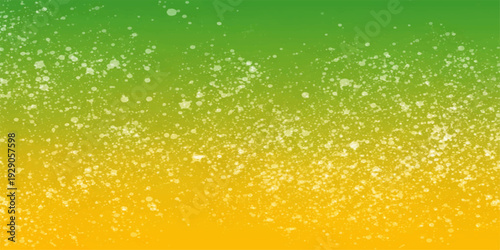 Shiny macro texture of golden water drops on a bright orange and yellow background creates a liquid bubble pattern reminiscent of sparkling champagne or a refreshing cold beer glass