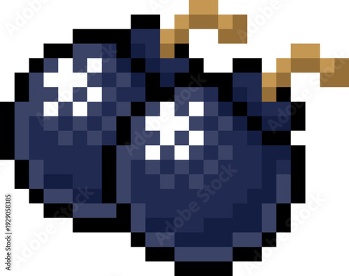 Pixel art bombs weapon icon in retro 8 bit style. Classic RPG explosive weapon item with fuse. Video game asset isolated for UI, inventory systems and fantasy mobile game design.