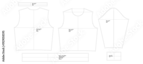 Men Sweatshirt Sewing Pattern Template Technical Drawing