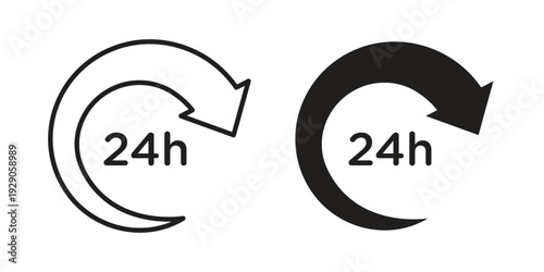 24 Hrs icon on white background. Simple vector illustration for graphic and web design