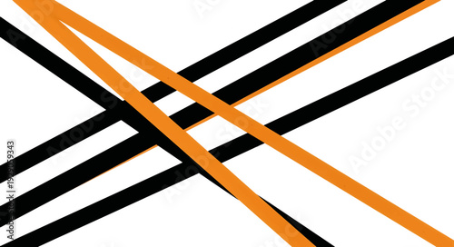 Minimalist abstract diagonal lines vector illustration. Intersecting black and orange geometric stripes. Simple modern graphic design isolated on white background
