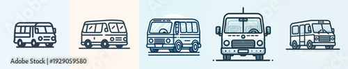 Minibus line art icon. Vektor, icon, set icon, minimalist, flat, illustration