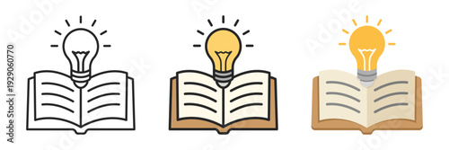 Knowledge or education icon set collection in flat style. School study vector illustration on isolated background. Reading book for inspiration sign business concept.