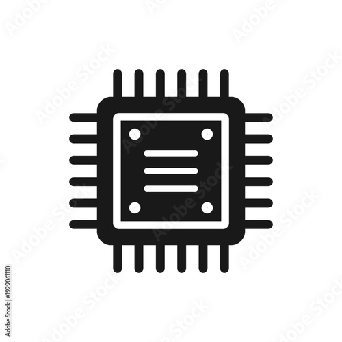 Central cpu processor icon in flat style. Microprocessor silhouette vector illustration on isolated background. Ai chip sign business concept.