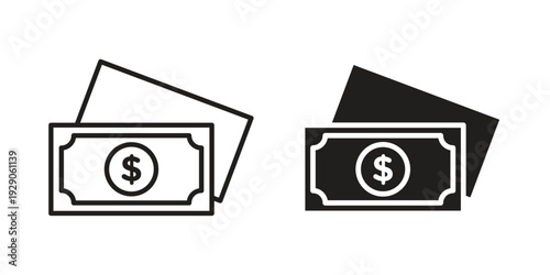 Cash icon on white background. Simple vector illustration for graphic and web design