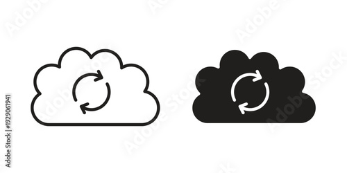 Cloud sync icon on white background. Simple vector illustration for graphic and web design