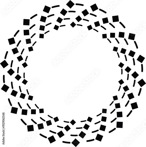 Abstract geometric pattern with black diamond shapes forming a circular design.
