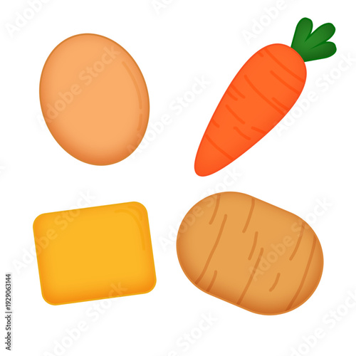 set of fresh vegetables isolated on white background in colorful vector illustration