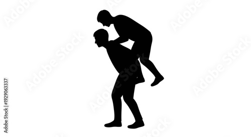 silhouette of a person giving another person a piggyback ride on their back