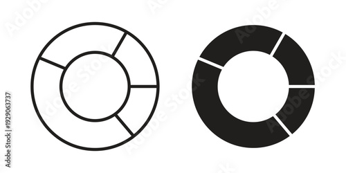 Donut chart icon on white background. Simple vector illustration for graphic and web design