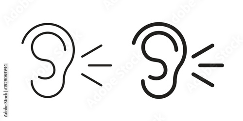 Ear icon on white background. Simple vector illustration for graphic and web design