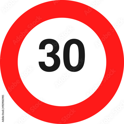 Thirty Speed Limit Traffic Sign Vector Icon
