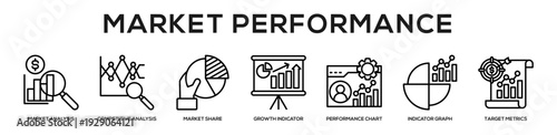 Market Performance web banner icon illustration concept