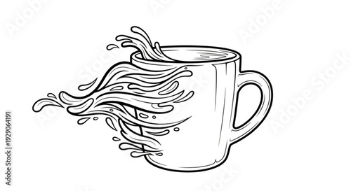 Coffee cup with splashing liquid illustration