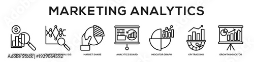 Marketing Analytics web banner icon illustration concept