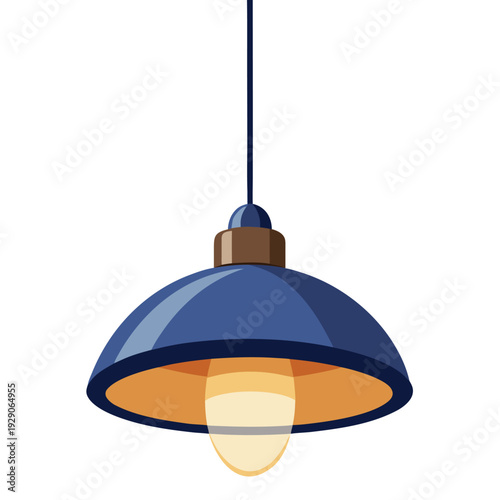 Stylish blue domed ceiling pendant lamp providing warm light for interior design and modern decor
