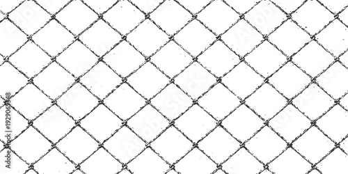 Chain link fence with barbed wire texture