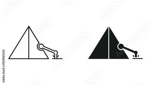 Geometric triangle shapes with robotic arm in modern design concept