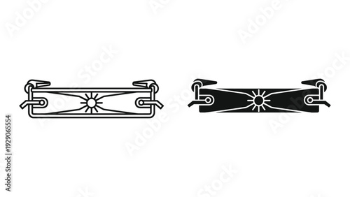 Modern sun symbol designs on sleek metallic buckles