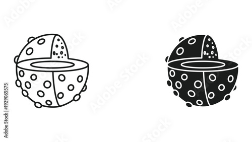 Modern bowl and lid with polka dots in black and white