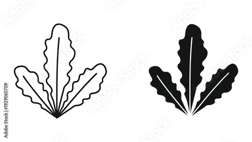 Simple black leaf icon set on white background