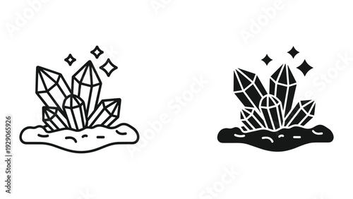 Sparkling crystal formations in modern minimalist style