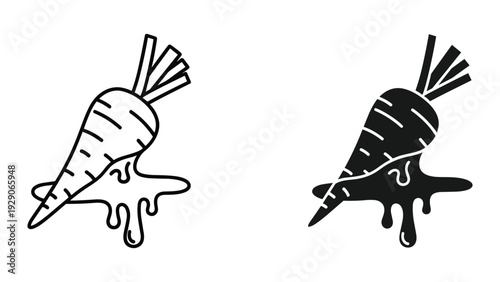 Vibrant carrot icons with creative dripping effect