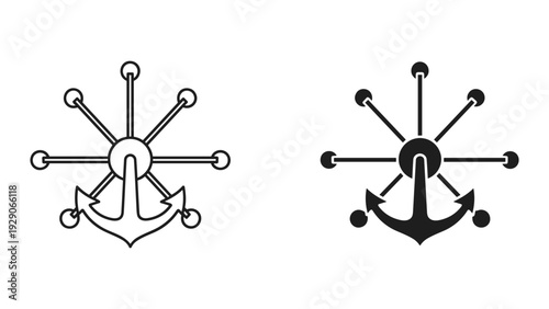 Anchor symbols with arrows on white background