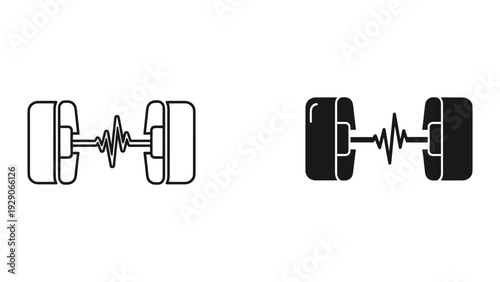 Dumbbells with heartbeat line connecting them