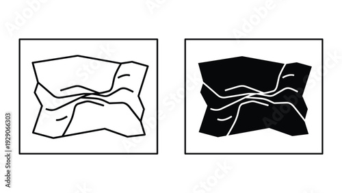 Modern topographic map icons in black and white for design projects