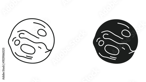 Modern black and white planet icons for design projects